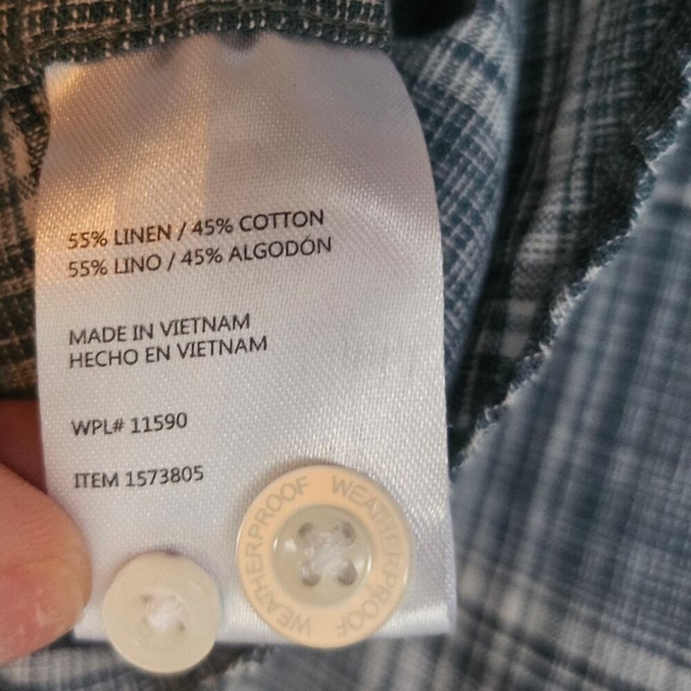 Weatherproof Vintage Linen Cotton‎ Shirt Men's Blue Plaid XL Coastal Grandpa - Picture 11 of 11